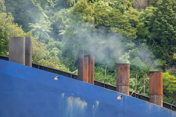 Ein Bild Von Einem Alten Schiff Luftverschmutzung — Stockfoto