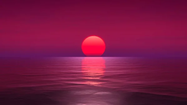Чудовий Захід Сонця Над Океаном Ілюстрація — стокове фото