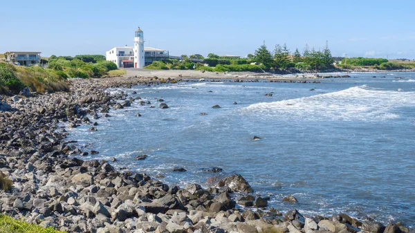 Una Imagen Faro Cabo Egmont Nueva Zelanda Isla Del Norte —  Fotos de Stock