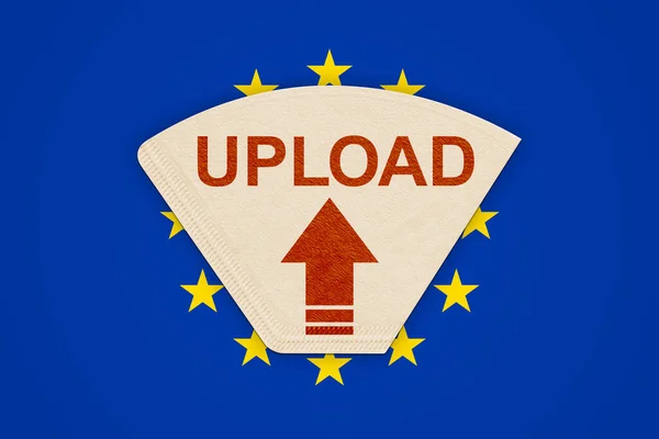 A symbol illustration of an European Union uploadfilter