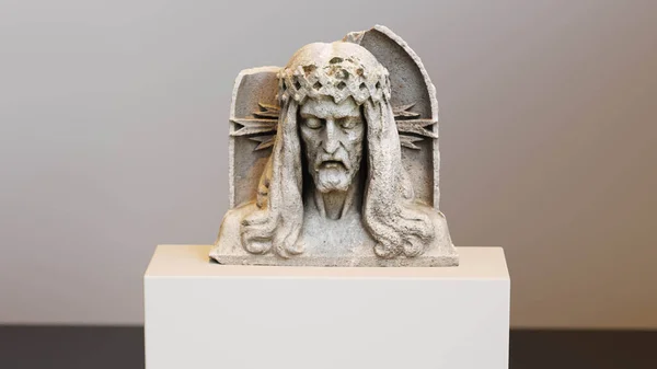 Una Escultura Cabeza Piedra Jesús Ilustración —  Fotos de Stock