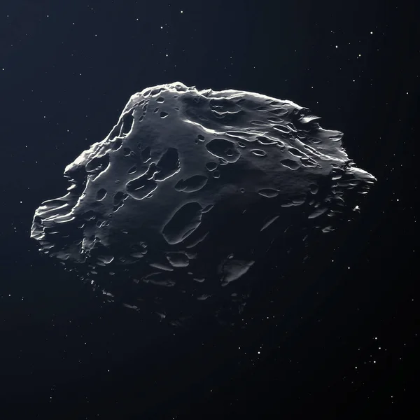 Egy Nagy Aszteroida Nyílt Űrben Illusztráció — Stock Fotó