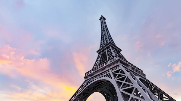 Torre Eiffel Paris Pôr Sol Ilustração — Fotografia de Stock