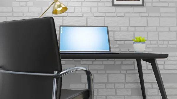 Notebook Computer Desk Home Illustration — Stock Photo, Image