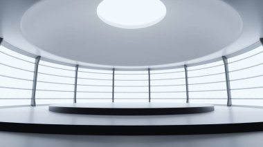 Parlak bir stüdyo platformu. 3B illüstrasyon