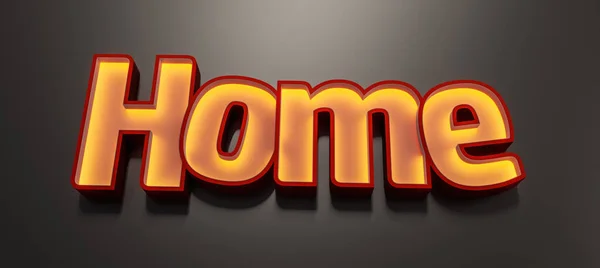 Home Lettering Neon Light Sign Illustration — Stock Photo, Image