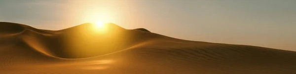 Een Woestijn Duin Zonsondergang Brede Achtergrond Banner Illustratie — Stockfoto