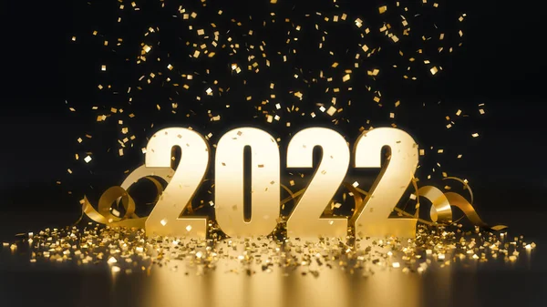 Nieuwjaar 2022 Donker Gouden Illustratie — Stockfoto