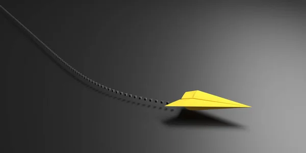 Yellow Paper Plane Dotted Line Illustration — Stock Photo, Image