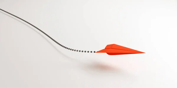 点線の赤い紙飛行機 3Dイラスト — ストック写真