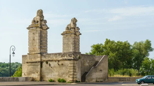 Uma Imagem Uma Estátua Leão Arles France — Fotografia de Stock