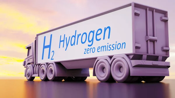 Símbolo Caminhão Brinquedo Com Texto Hydrogen Zero Emisson Ilustração — Fotografia de Stock