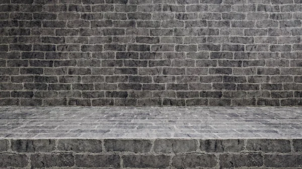 あなたのコンテンツ 3Dイラストを表示するためのコピースペースを持つ空のレンガの石の床 — ストック写真