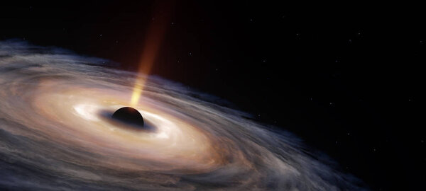 A deep space black hole galaxy. 3D illustration