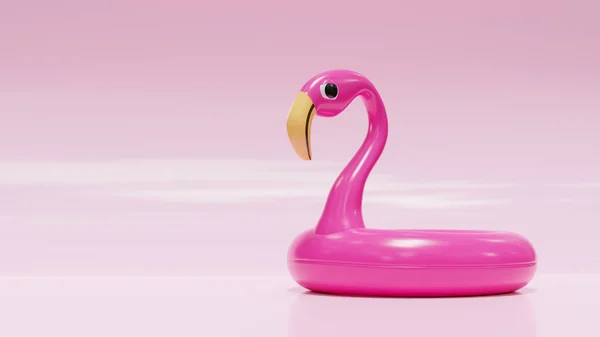 Rosa Flamingo Uppblåsbar Pool Ring Bakgrund Illustration — Stockfoto