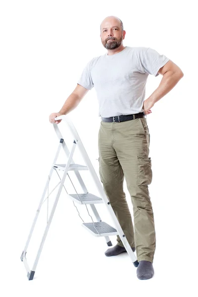 Άνθρωπος με σκάλα — Φωτογραφία Αρχείου