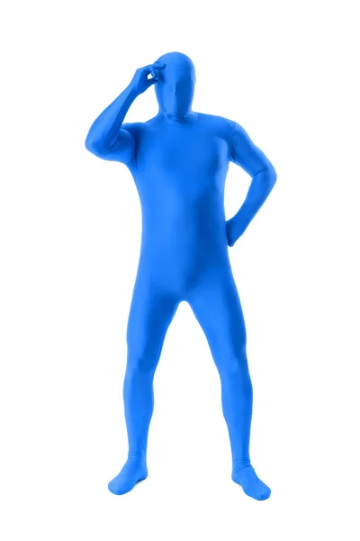 Man in a blue body suit — Stock Photo, Image