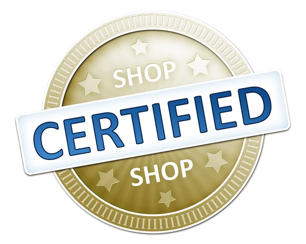 Butik certifierad knappen — Stockfoto