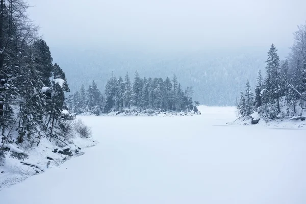 Snowy Eibsee at winter — Stock Photo, Image