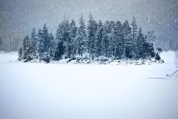 Zasněžené Eibsee v zimě — Stock fotografie