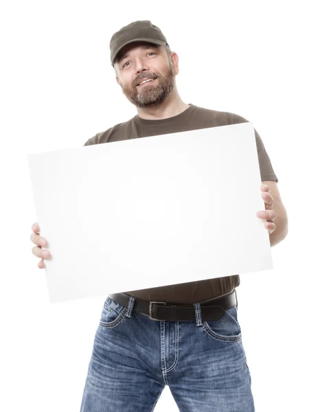 Bearded man white board — Stock Photo, Image