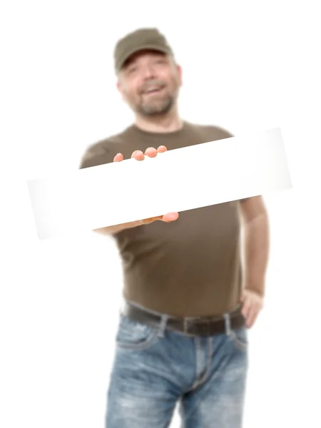 Bearded man white board — Stock Photo, Image