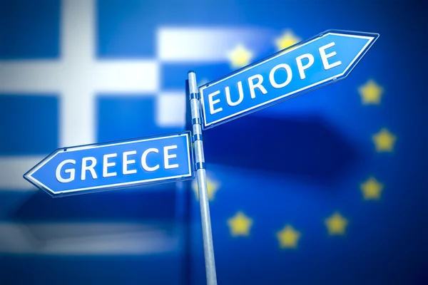 Greece Europe Road Sign — Stock Photo, Image