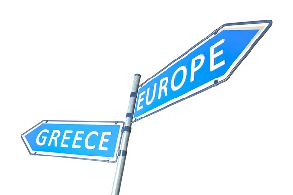 Greece Europe Road Sign — Stock Photo, Image