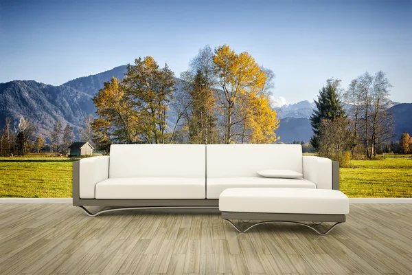 Photo wall mural sofa floor — Stock Photo, Image