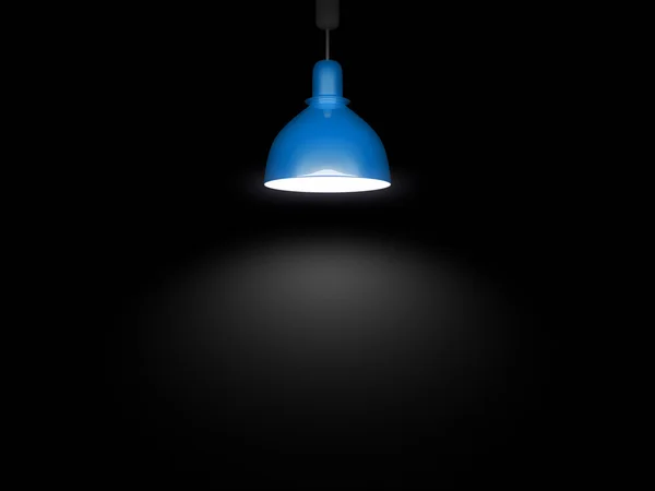 Lâmpada azul sobre fundo preto — Fotografia de Stock