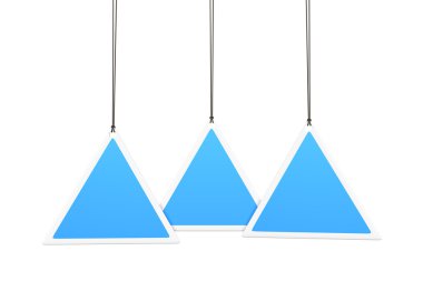 Metin için üç mavi üçgen etiket