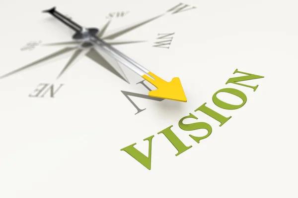 Kompass mit Vision-Inschrift — Stockfoto