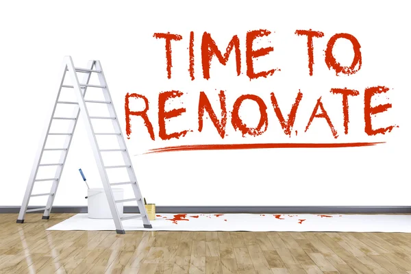 Room with time to renovate inscription — Stock Photo, Image