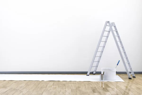 Quarto branco com escada — Fotografia de Stock