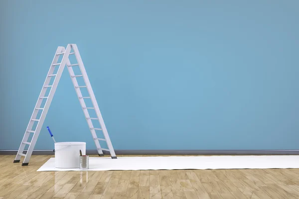 Modrý pokoj s žebříkem — Stock fotografie