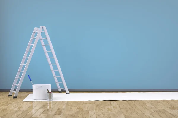 Habitación azul con escalera — Foto de Stock