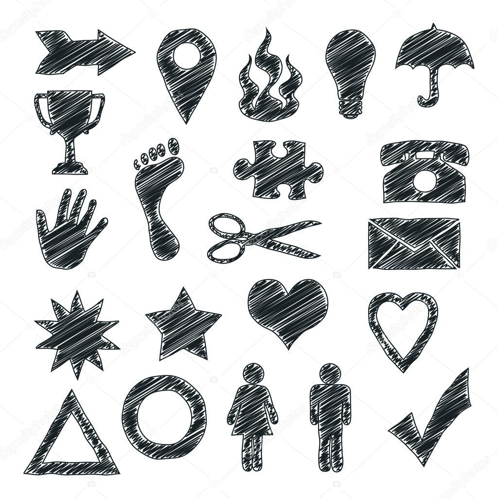 Set of usefull scribble icons