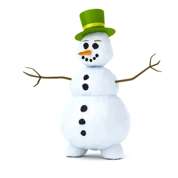 Hombre de nieve con sombrero verde Imagen de stock