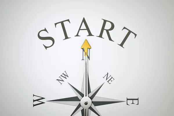 Bright compass with text start — Stock Photo, Image