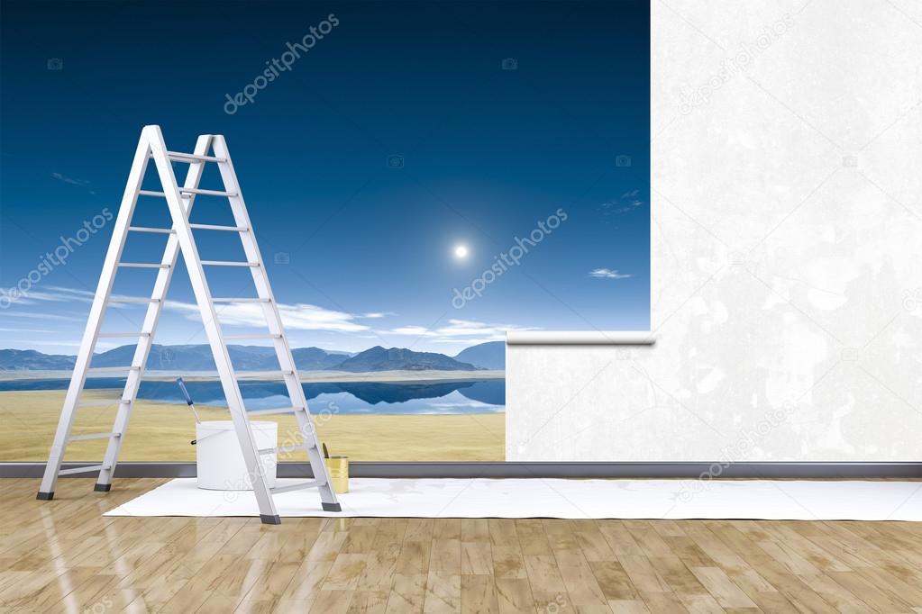 Room with photo mural