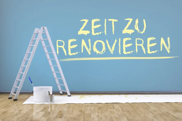 Kamer met een ladder en Duitse tekst — Stockfoto