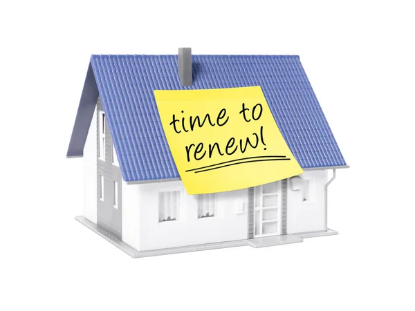 Model house with text time to renew — Stock Photo, Image