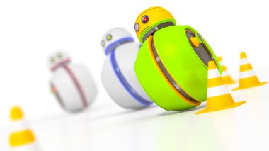 Yarışta renkli küçük robotlar