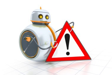 Yol işareti ile küçük robot