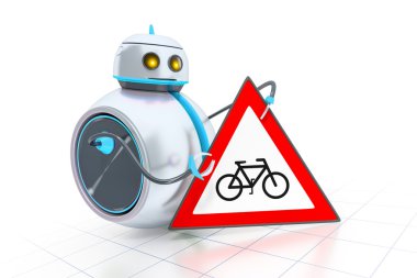 Yol işareti ile küçük robot