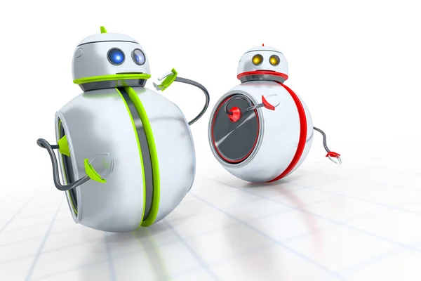 Twee kleine robots in competitie — Stockfoto