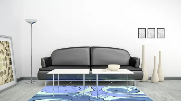 Black sofa in modern room — Stock Photo, Image