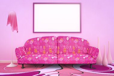 Pembe çiçek desenli koltuk