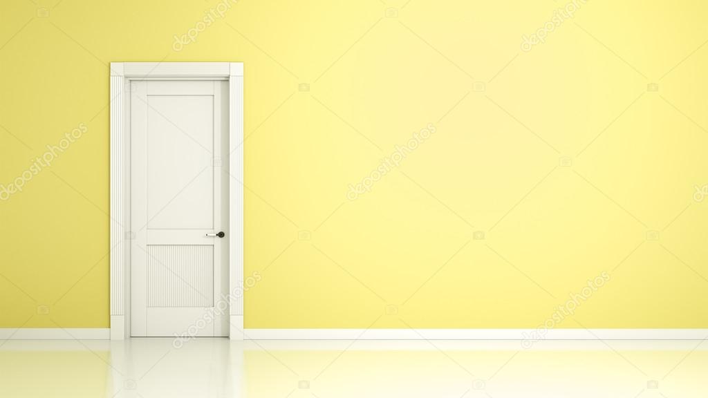 Yellow wall and a door
