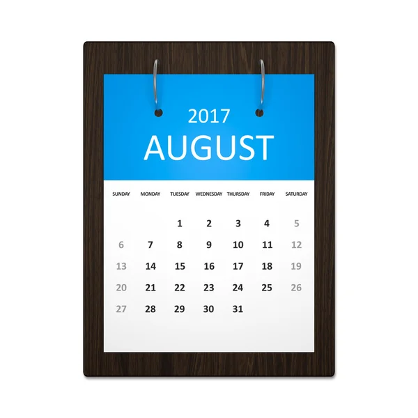 Planificarea calendarului 2017 august — Fotografie, imagine de stoc